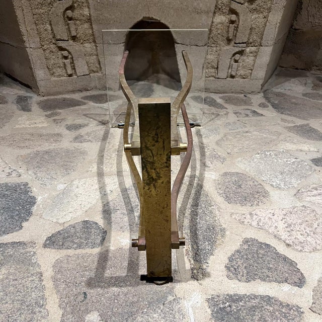 1960s Oval Coffee Table Lucite and Brass After Charles Hollis Jones