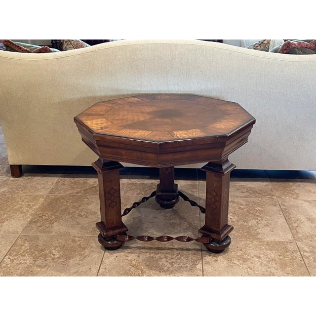 Wood and Metal Side Table Etching and Inlaid Wood by Arte Brotto For Sale - Image 11 of 11