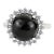Antique Style Black Star Statement Ring With Sparkling Halo Zircons Size 7.5 For Sale