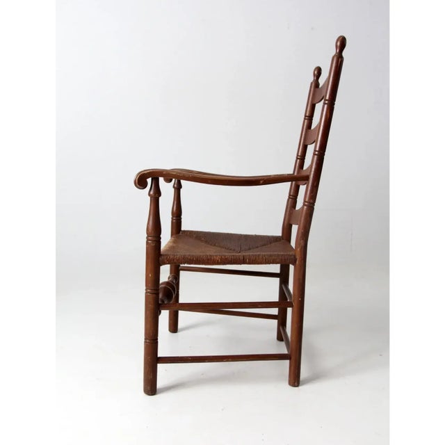 Early 20th Century Antique Rush Seat Arm Chair For Sale - Image 5 of 12