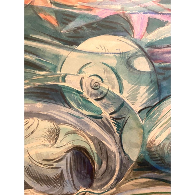 Green 1950s Paul Morgan Gustin Seattle Pacific Northwest Signed Painting – Marine Still Life With Starfish For Sale - Image 8 of 12