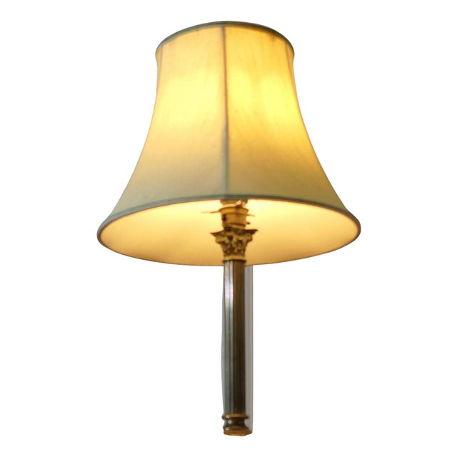 Single Column French Brass Table Lamp, 1920s For Sale