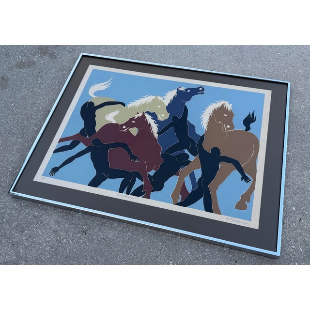 Mid-Century Modern Vintage Signed Surrealist Horse and Nude Figure Limited Edition Serigraph For Sale - Image 3 of 11