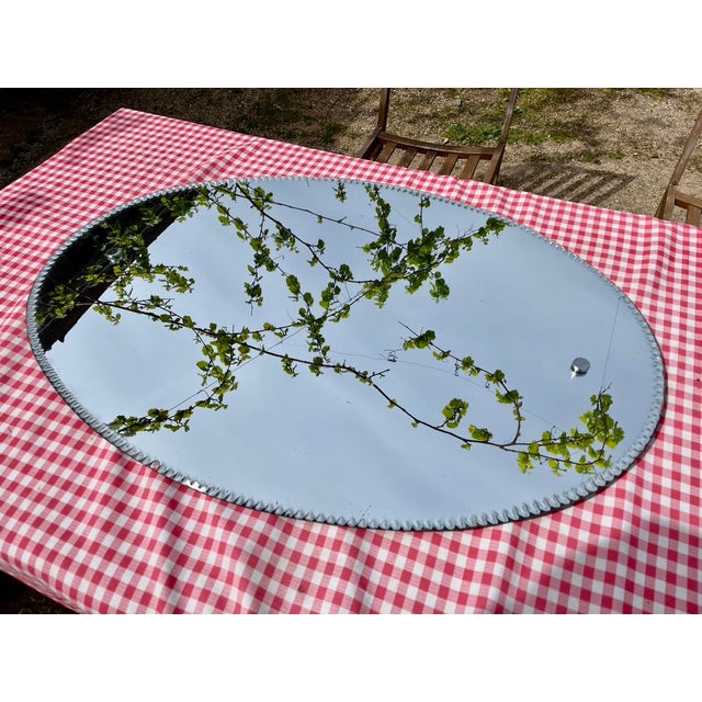 Large Oval Beveled Mirror, 1930s For Sale - Image 14 of 16
