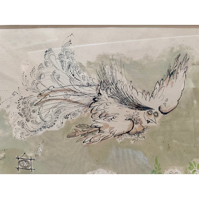 The Beautiful Dream, a 1975 limited-edition color lithograph by British artist and cartoonist Ronald Searle. A whimsical...