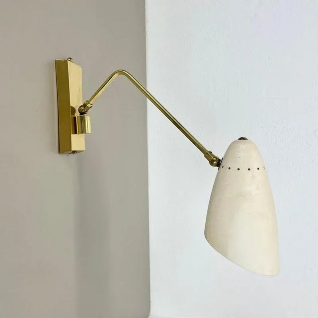 Brass Adjustable Theatre Wall Light in the style of Stilnovo, Italy, 1950s For Sale - Image 12 of 18