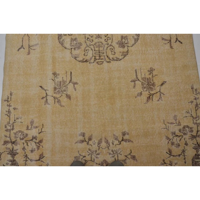 Tan Oushak Anatolian Vintage Rug For Sale - Image 8 of 10