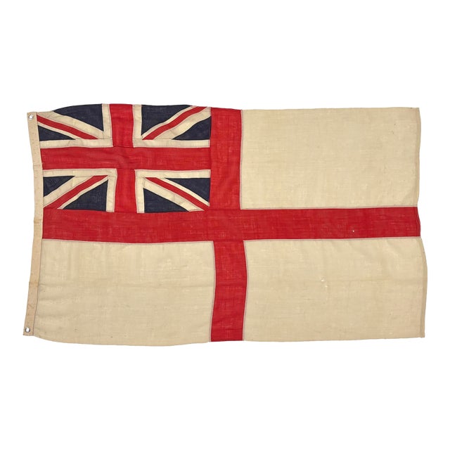 Vintage Wool Union Jack Flag, British Royal Navy White Ensign For Sale