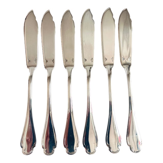 Pompadour Silver-Plated Fish Knives from Christofle, 1960s, Set of 6 For Sale