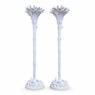 Serge Roche Style Torchere Palm Floor Lamps - a Pair For Sale