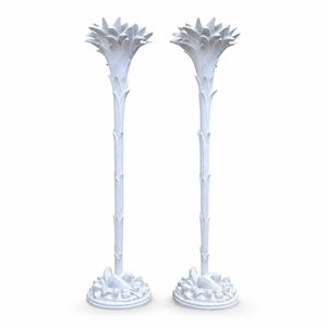 Serge Roche Style Torchere Palm Floor Lamps - a Pair