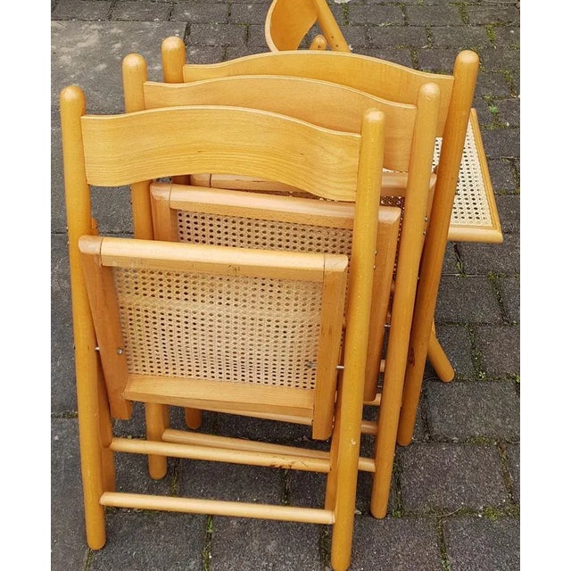 Vintage Wooden Folding Chairs with Viennese Braid Seats, Set of 4 For Sale - Image 8 of 9