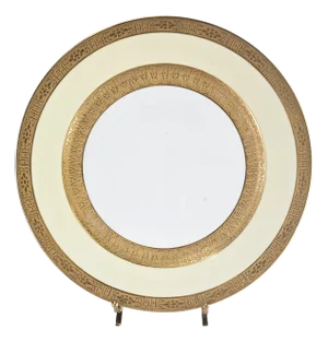 Refined Minton England Gold Encrusted White & Cream Dinner Plates – Set of 6, 10.5”