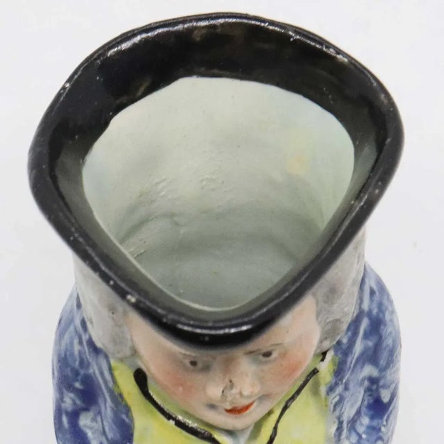 Traditional Early 19th Century Small English Georgian Staffordshire Pottery Toby Jug For Sale - Image 3 of 9