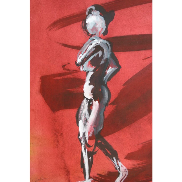 2020s "Walking" Contemporary Figurative Abstract Gouache Painting by Martha Holden. For Sale - Image 5 of 5