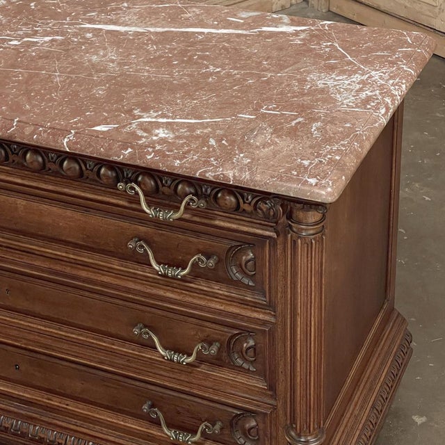 19th Century French Henri II Marble Top Walnut Commode For Sale - Image 16 of 17