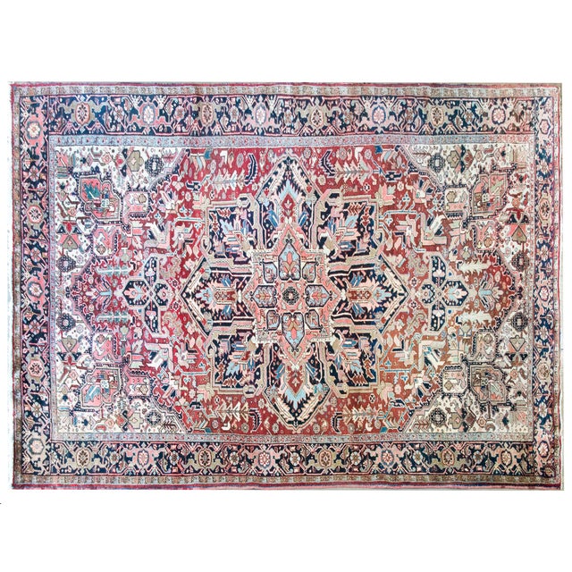 Textile Mid 20th Century Persian Heriz Rug For Sale - Image 7 of 14