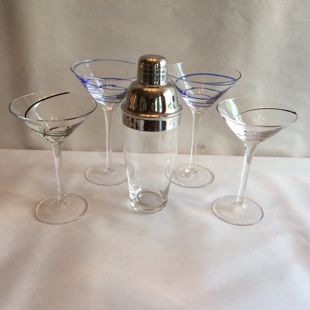 Swirl Martini Glasses & Shaker Set of 5 Chairish