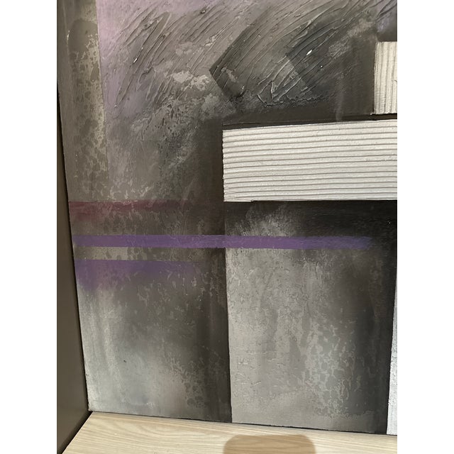 Large 1980s Robert Marx Abstract Geometric Acrylic Painting on Canvas – Iridescent Texture & Color For Sale - Image 10 of 12