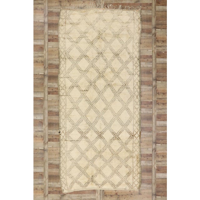 Mid 20th Century Vintage Moroccan Beni Ourain Rug - 06'03 X 13'08 For Sale - Image 10 of 12