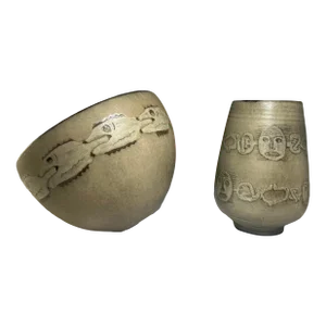 1940s Early Work Mary and Edwin Scheier Vessels - 2 Pieces