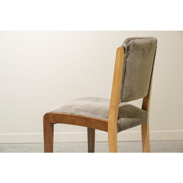 Art Deco Seating Set with Chairs and Armchairs in Grey Velvet, France, 1925, Set of 10 For Sale - Image 6 of 11