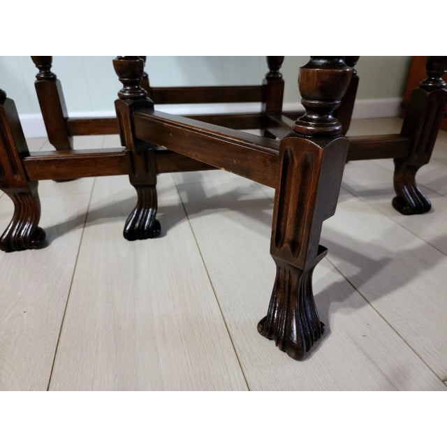 Late 19th Century Antique Walnut Drop Leaf Gateleg Table Oval Spanish Revival Hoof Feet Carved Legs Circa 1900 For Sale - Image 5 of 12