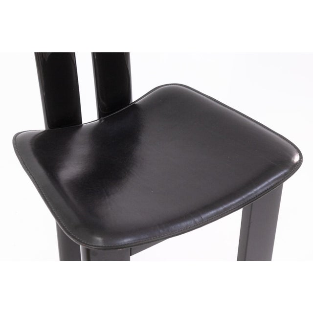 Pierre Cardin Italian Contemporary Modern Black Lacquer and Leather Side Chair For Sale In Detroit - Image 6 of 11