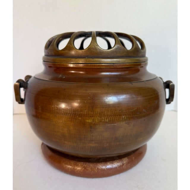Late 19th Century Antique Meiji Japanese Copper/Bronze Charcoal Hand Warmer or Brazier, Koro Form For Sale - Image 5 of 12