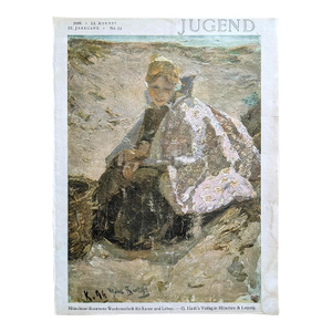 Original 1898 Jugend Magazine Cover No. 33 by Hans Von Bartels – "A Child in the Dunes" – German Art Nouveau Print