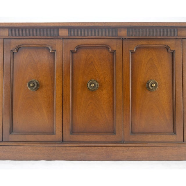 Wood Fine Mid Century Modern Brown Mahogany 5 Doors Compartment Drawers Credenza MINT For Sale - Image 7 of 12