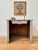 A beautiful shopkeeper’s desk. An early 20th century French panelled piece in a gorgeous shade of old purple paint with...