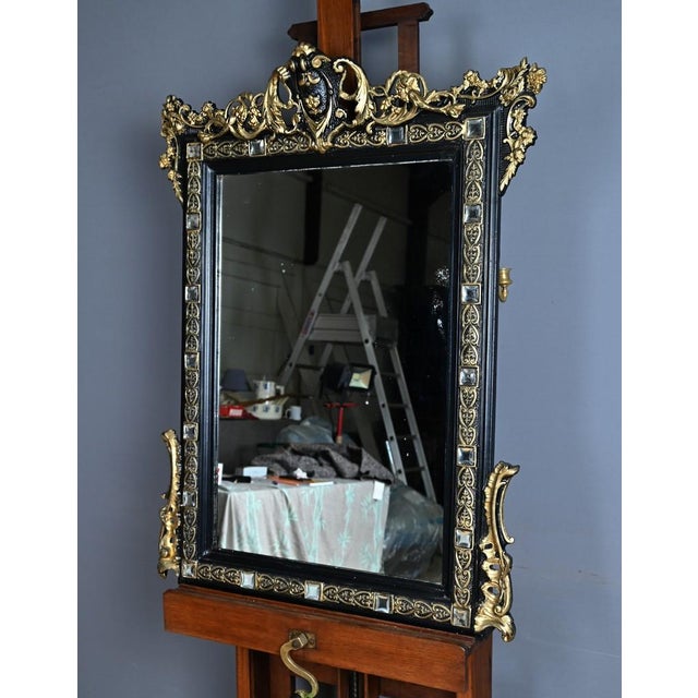 Antique Napoleon III Mirror with Pediment, 1800s For Sale - Image 4 of 15
