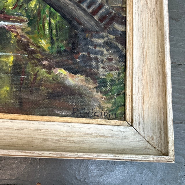 Paint Two 1960’s Original Impressionist Lake and Bridge Landscape Paintings - Set of Two For Sale - Image 7 of 9