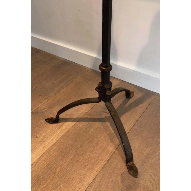 Mid-Century Modern 1940s French Work Wrought and Gilt Iron Floor Lamp For Sale - Image 3 of 13