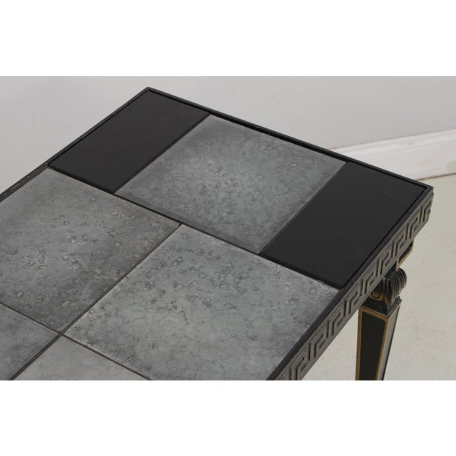Glass Neoclassical Ebony & Smoked Mirror Top Console Table For Sale - Image 7 of 14
