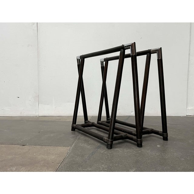 Hollywood Regency Faux Bamboo and Chrome Table Trestles, 1980s, Set of 2 For Sale - Image 16 of 18