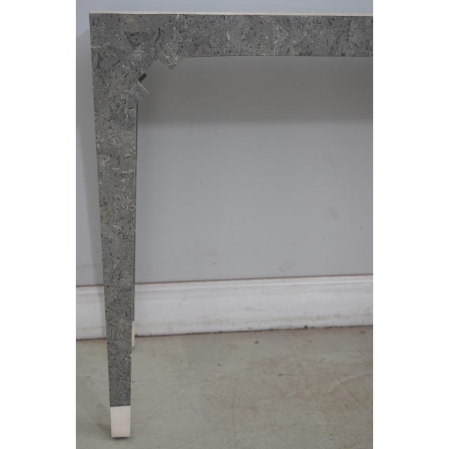 1990s Maitland Smith Marble Overlay Console W. Matching Mirror For Sale - Image 5 of 12