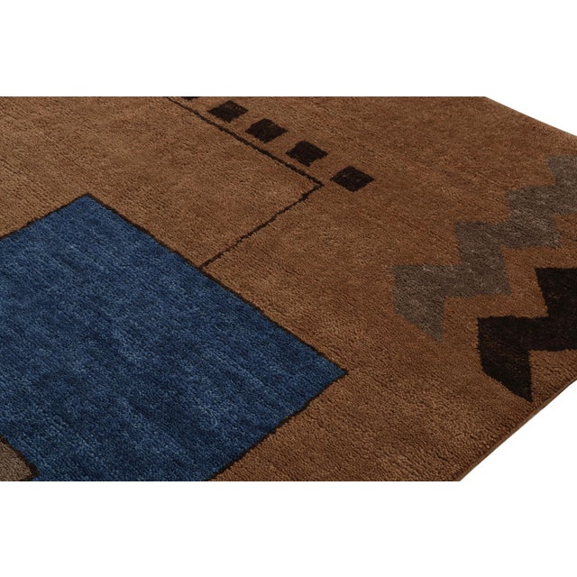 2010s Rug & Kilim’s French Art Deco Style Rug in Brown With Geometric Patterns For Sale - Image 5 of 7