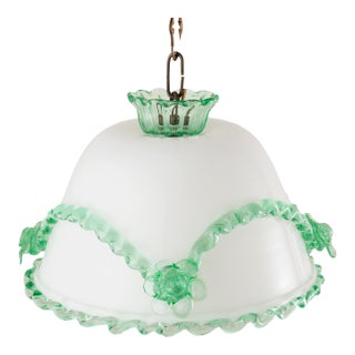 Antique Murano Glass Pendant Light Arsenic Jade Light Green Opaline For Sale