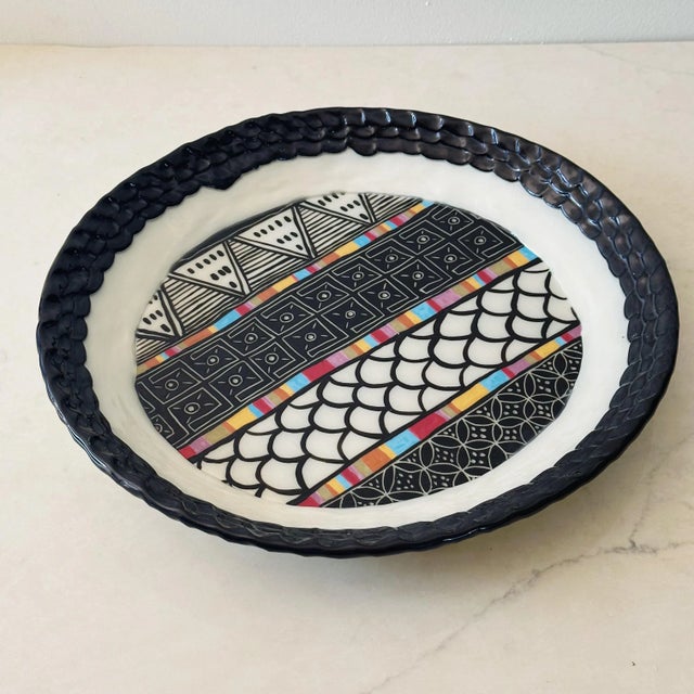 Mid-Century Modern Vintage Hand-Thrown and Modeled Pottery Charger by Jane Lowe For Sale - Image 3 of 9