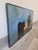 Abstract Herd Rhythm by Emma Kalff | Oil on panel Painting of two silhouetted cows against a blue background For Sale - Image 3 of 5