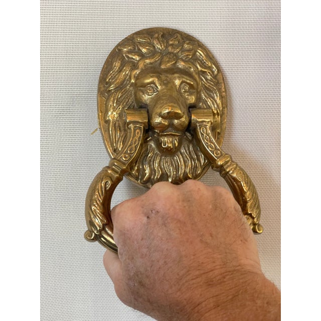 1970s Solid Brass Lion Head Door Pull For Sale In San Diego - Image 6 of 8