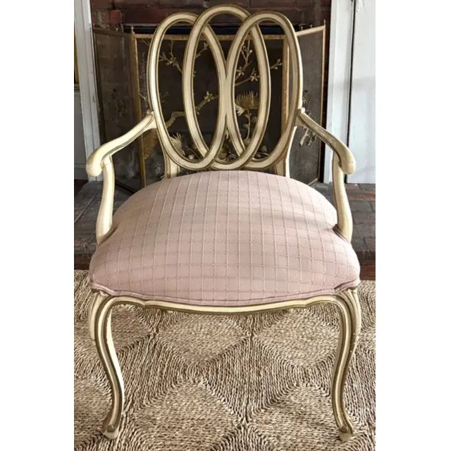 Mid Century French Style Ribbon Back Arm Chair For Sale - Image 4 of 10