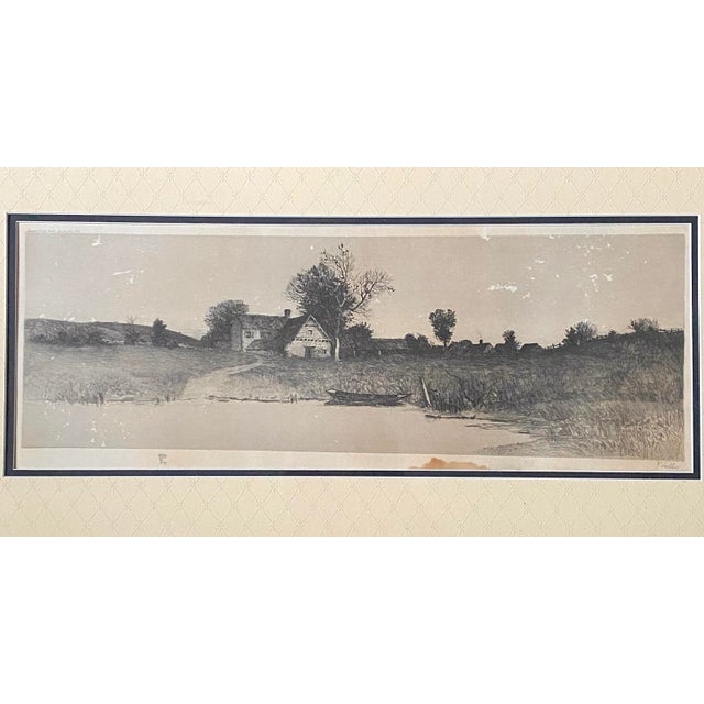 Art Deco J. Haller Signed Etching With Filigree Oak Frame For Sale - Image 3 of 8