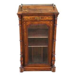 Antique Inlaid Burr Walnut Display Cabinet For Sale