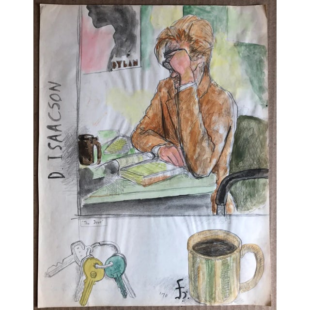 1970 James Bone Office Mate Still Life Watercolor For Sale - Image 4 of 4