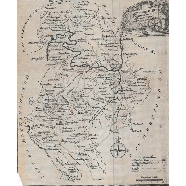 18th century map of Bedford shire by Thomas Kitchin (or Kitchen, 1718-1784).
