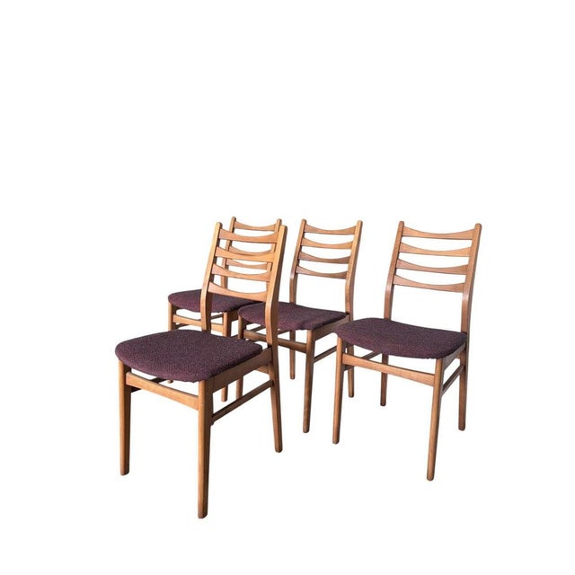 Mid-Century Ladder Back Dining Chairs in Beech and Oak from GDR, 1960s, Set of 4 For Sale - Image 4 of 8