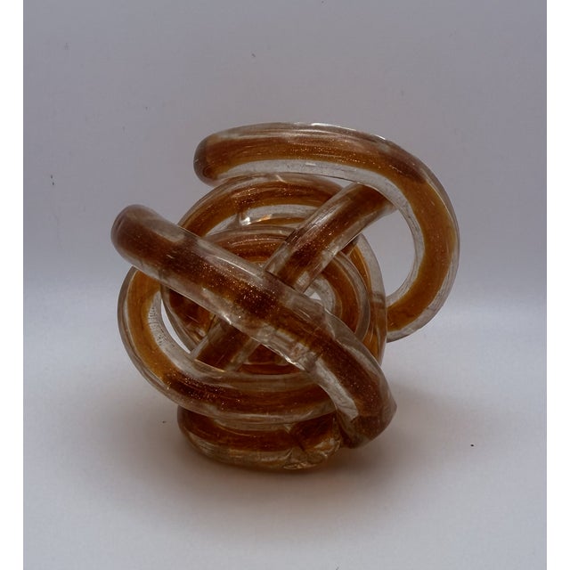 4 inch Gold Glass Knot Sculpture For Sale - Image 4 of 11